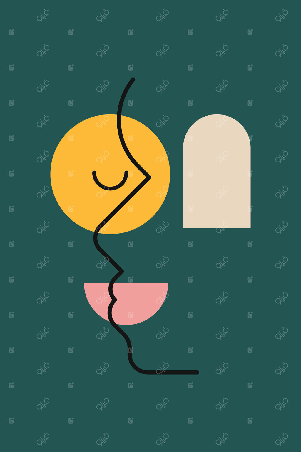 طراحی تصویرسازی خطی و مینیمال چهره