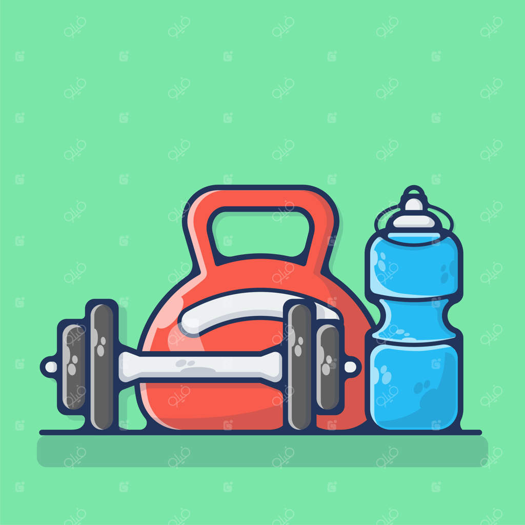 ترازو و بطری روی پس‌زمینه سبز