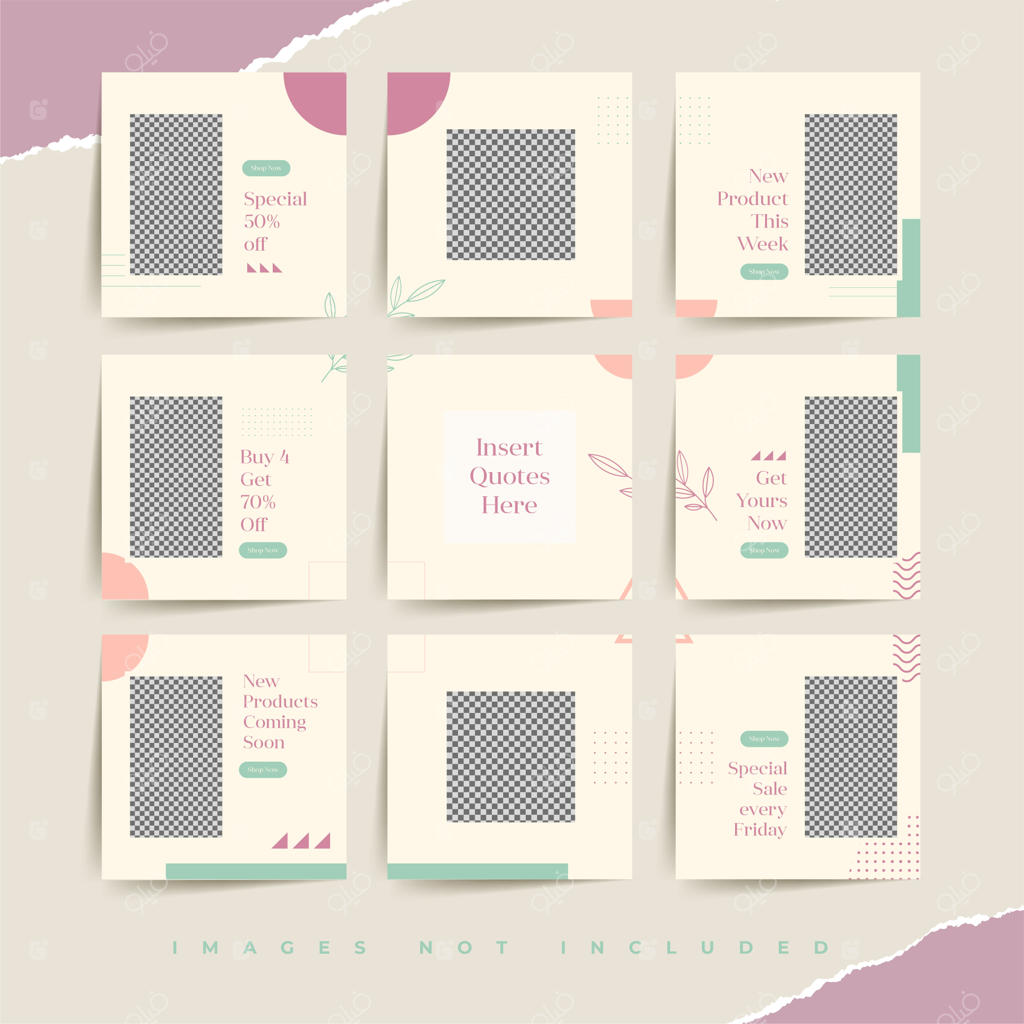 پس‌زمینه‌های بدون درز گرید پازلی شبکه‌های اجتماعی برای تبلیغات تخفیف ویژه فروشگاه مد