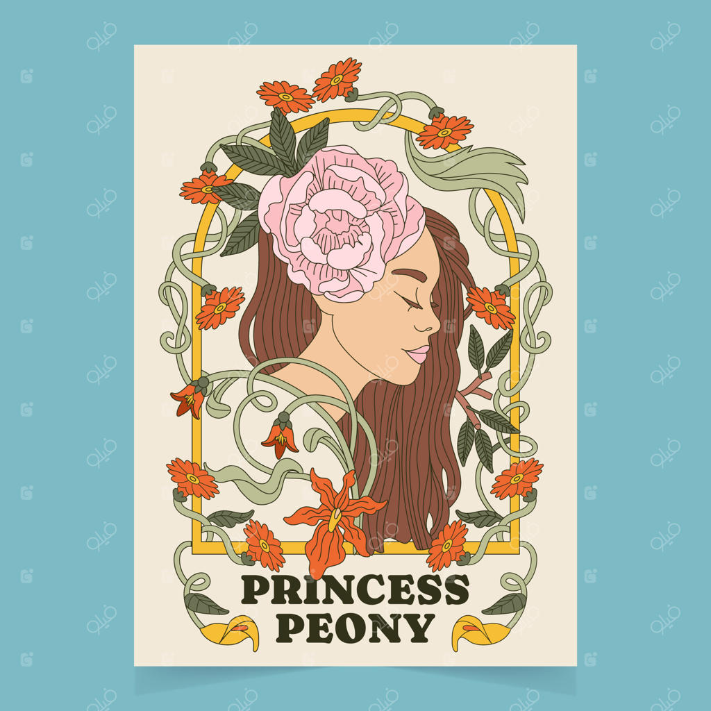 الگوی پوستر هنر نو به صورت دستی طراحی شده