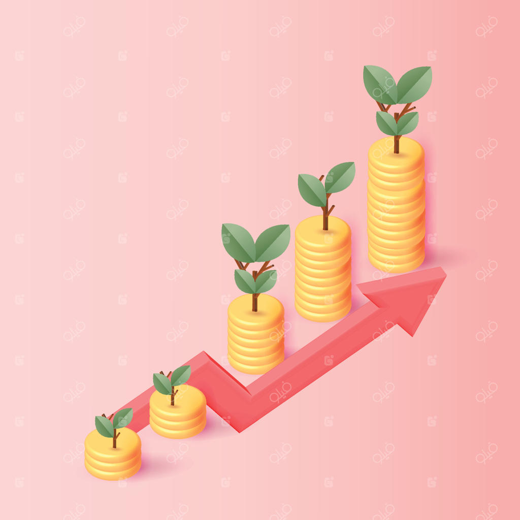 پیشرفت فلش رشد پول درخت سکه کاشتن برای صرفه‌جویی در پول بانکداری سه‌بعدی درآمد کسب و کار وکتور