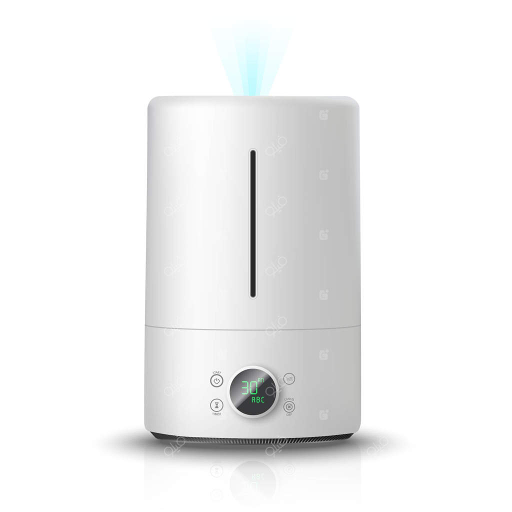 تصویر آیکون دستگاه بخور و تصفیه هوا برای خانه، روی پس‌زمینه سفید.