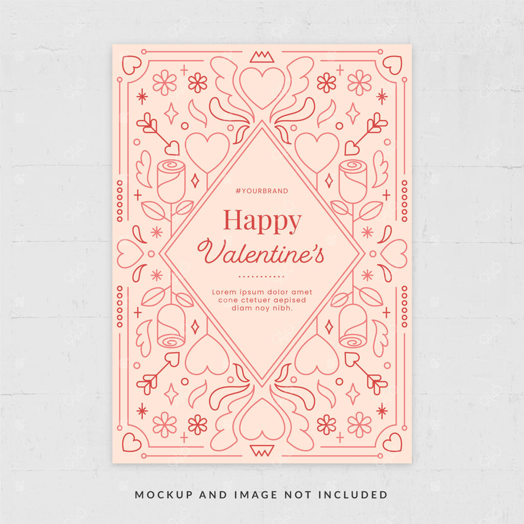 الگوی کارت ولنتاین فانتزی و صورتی ملایم، نسخه 1 در قالب وکتور