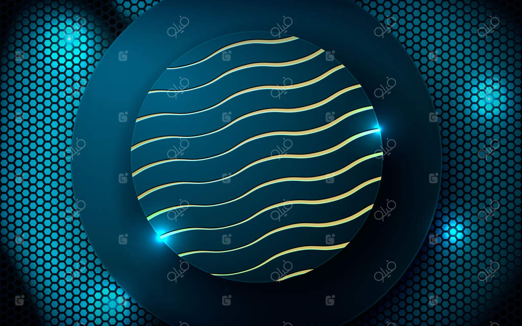 شکل دایره روی پس‌زمینه شش‌ضلعی آبی‌رنگ