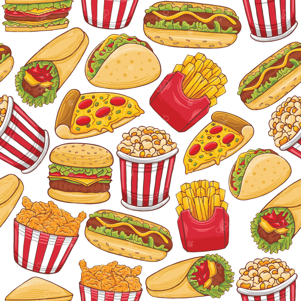 الگوی یکپارچه فست فود با طراحی مسطح