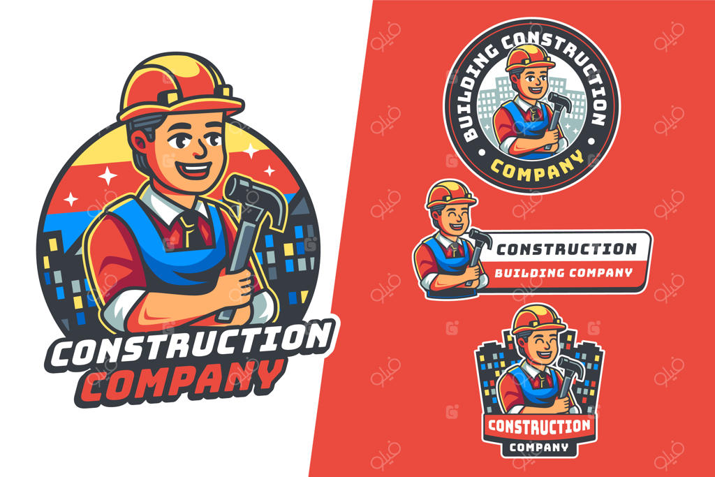 طراحی لوگوی ساخت‌وساز به صورت دستی