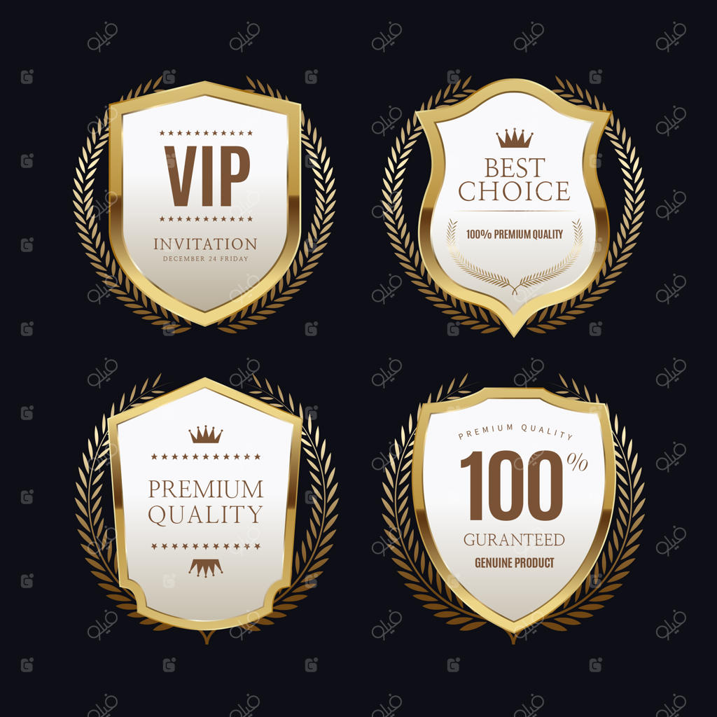 برچسب‌های طلایی با قاب طلایی روی زمینه بژ