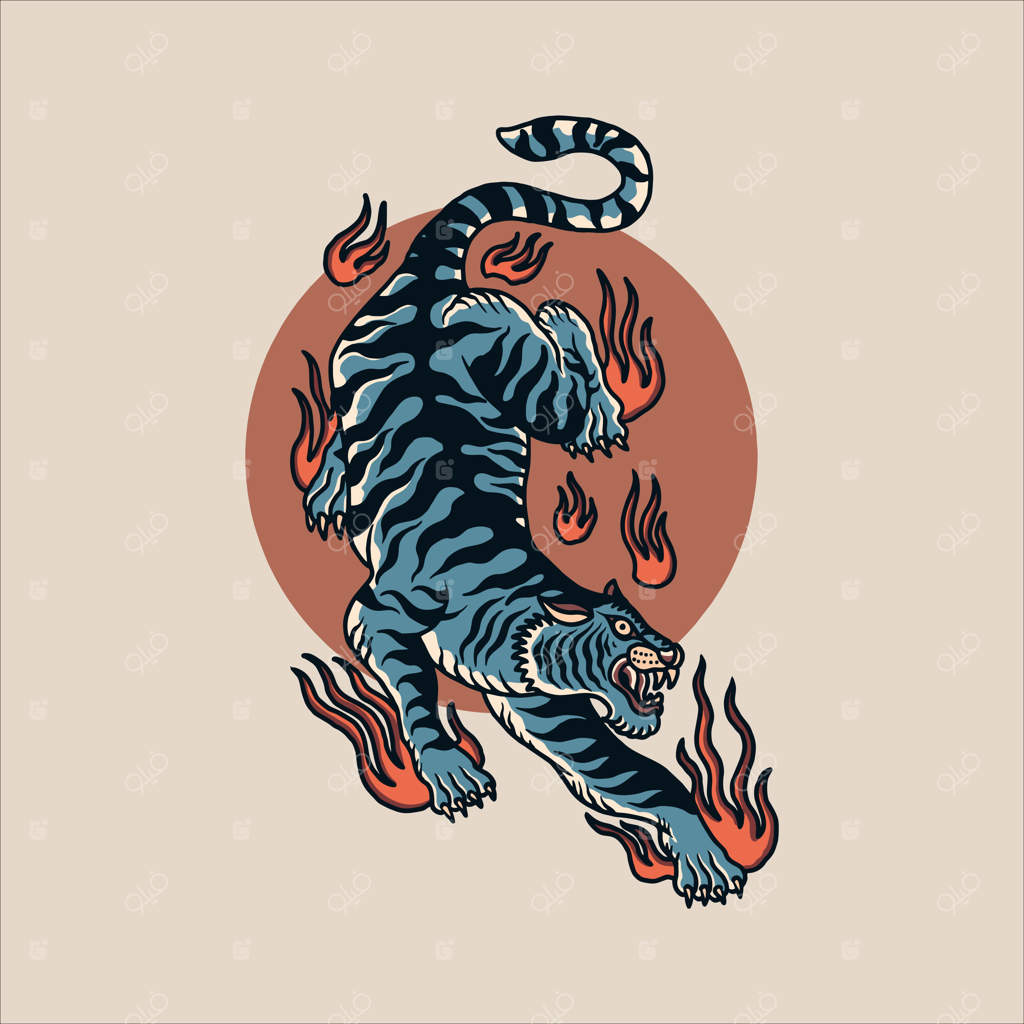 طرح وکتور خالکوبی ببر شرقی