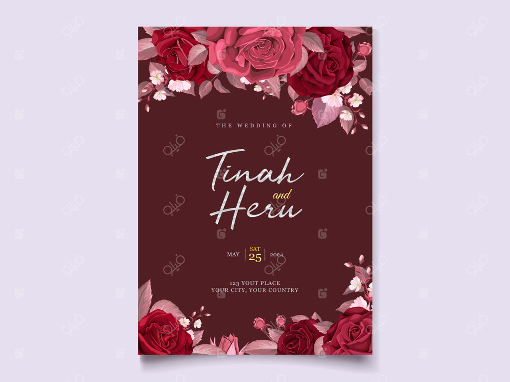 دعوتنامه عروسی عاشقانه با طرح گل