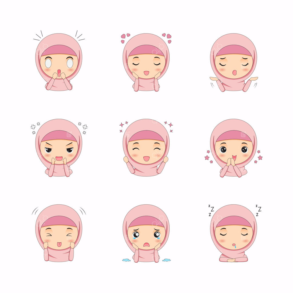 دختر مسلمان بامزه با حالات چهره مختلف