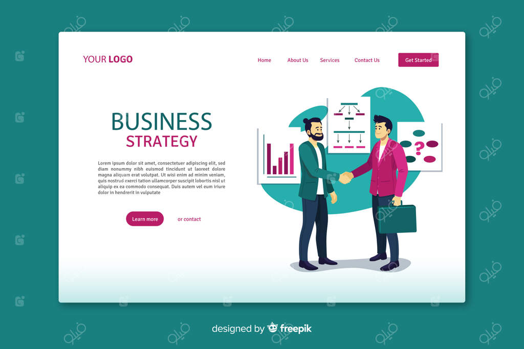 صفحه فرود استراتژی کسب‌وکار با طراحی ساده و مدرن