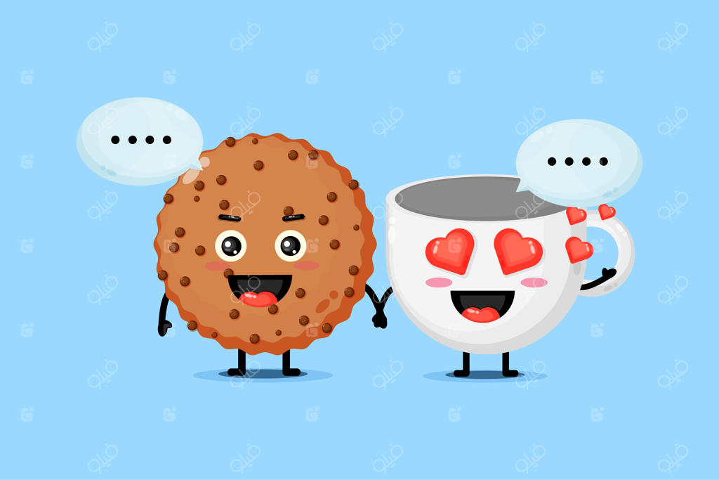 شکلات و فنجان قهوه بامزه دست در دست هم