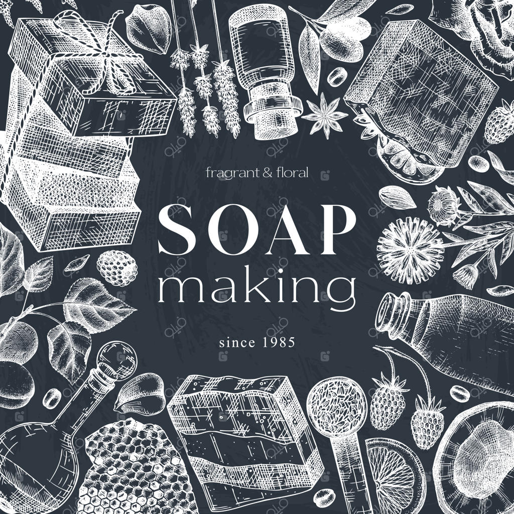 طرح کارت دعوت یا صابون با طراحی دستی روی تخته سیاه