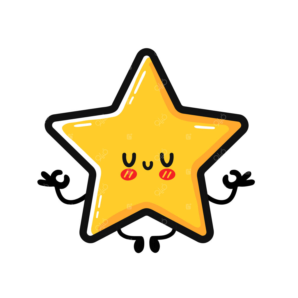 شخصیت بامزه علامت ستاره در حالت مدیتیشن و یوگا