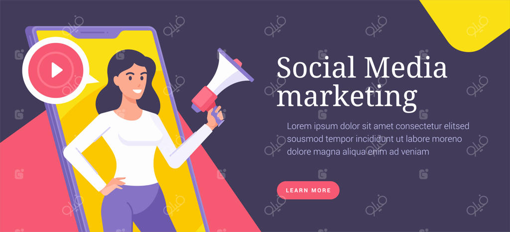 تصویری از تلفن هوشمند مدرن همراه با زنی با بلندگو