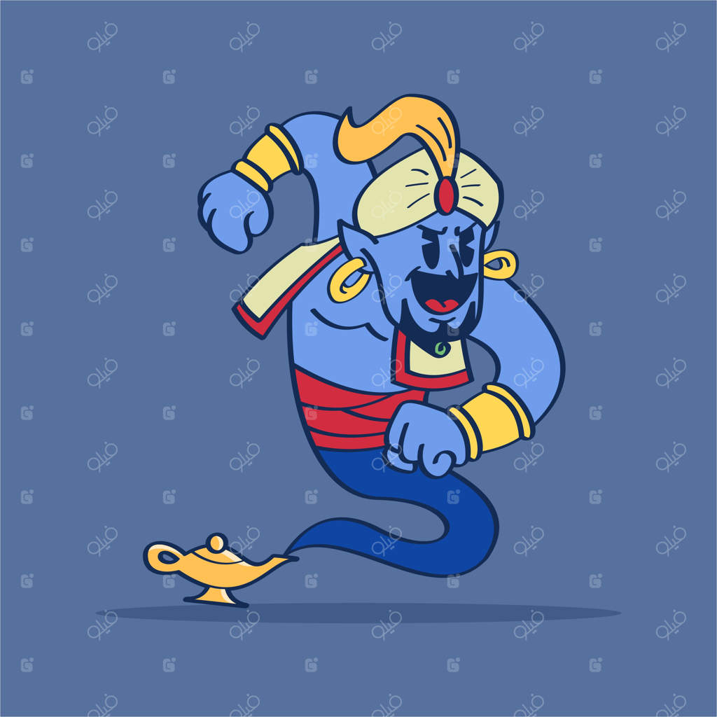 شخصیت کارتونی جن از فیلم: طراحی دست رقصنده - تصویرسازی وکتور