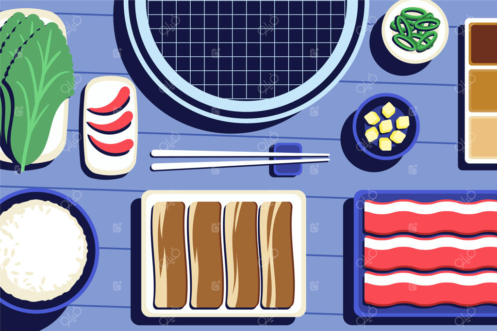 تصویرسازی دستی باربیکیو کره‌ای