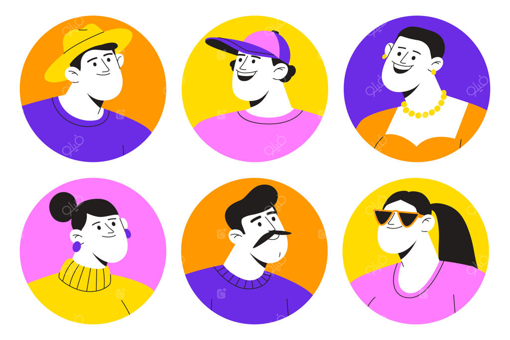 مجموعه‌ای از آواتارهای شبکه‌های اجتماعی به صورت نقاشی دستی