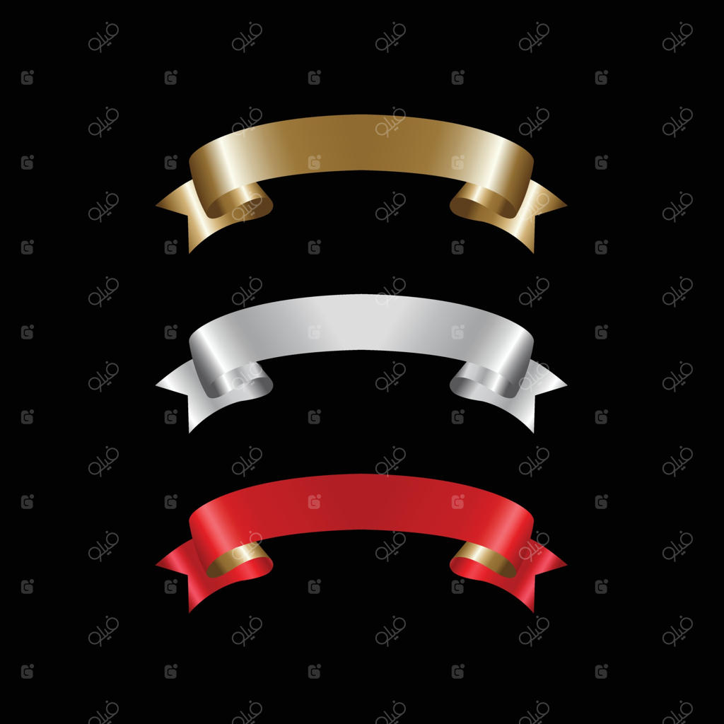 مجموعه روبان طلایی لوکس برای جشن، مجموعه روبان در حالت ایزوله