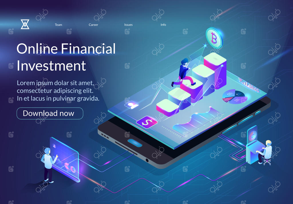 مرد کوچکی که از پله‌ها بالا می‌رود و بیت‌کوین در بالای آن قرار دارد.