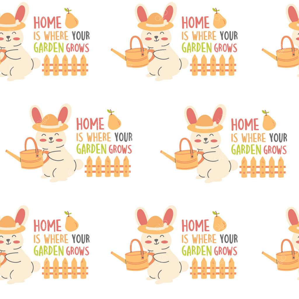 طرح یکپارچه باغ شخصیت خرگوش نقاشی دستی