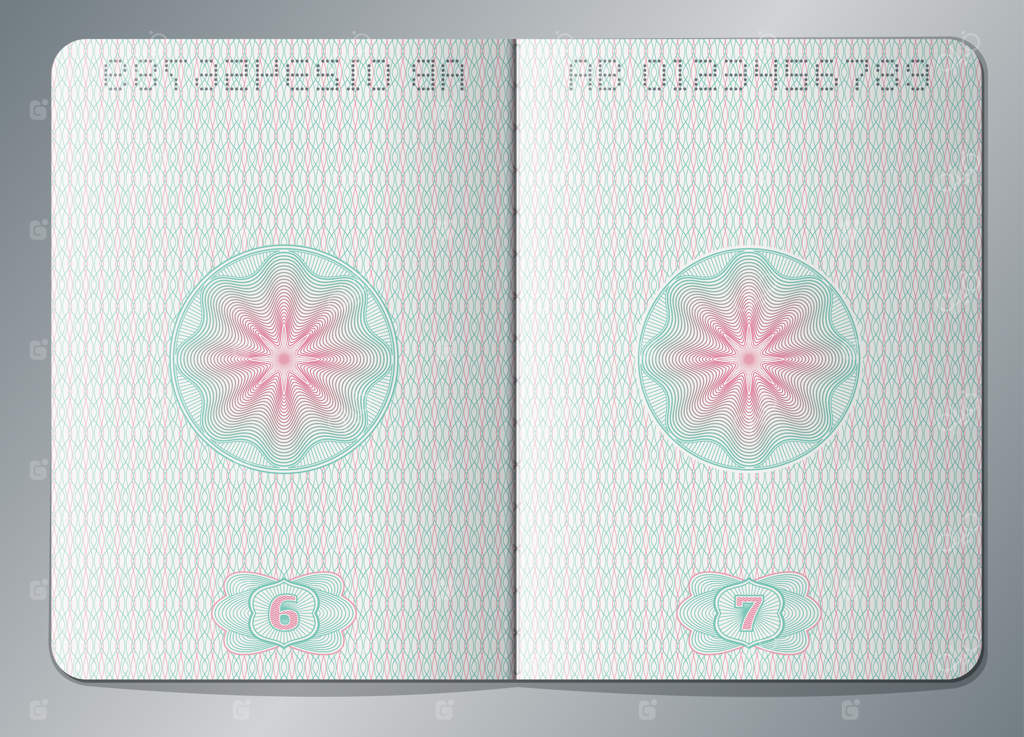 پترن صفحات خالی گذرنامه کاغذی. صفحه گذرنامه با تصویر واترمارک