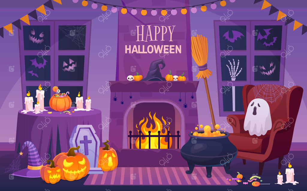 مراسم جادویی جشن هالووین در خانه: اتاقی ترسناک با دکوراسیون وهم‌انگیز