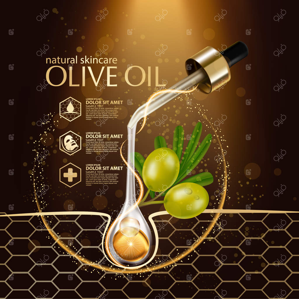 تصویر واقع‌گرایانه از لوازم آرایشی با ترکیبات روغن زیتون برای مراقبت از پوست