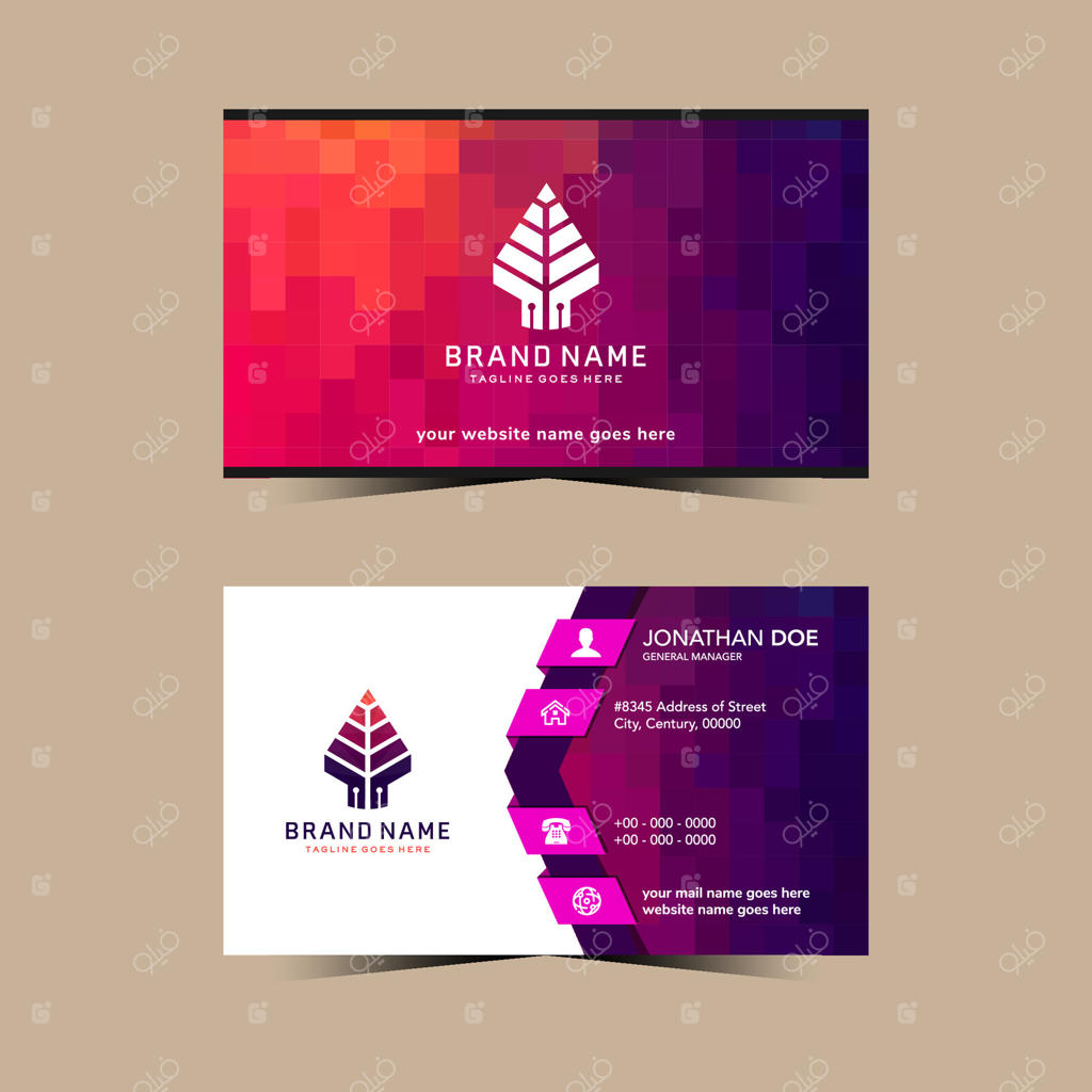 قالب کارت ویزیت با طرح مربع، تصویرسازی کارت بازدید