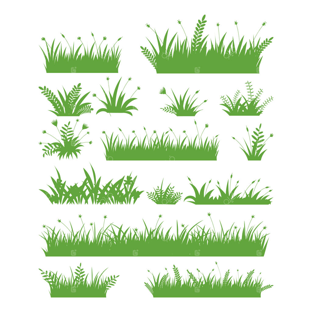 مجموعه زیبای سیلوئت چمن با طراحی دستی