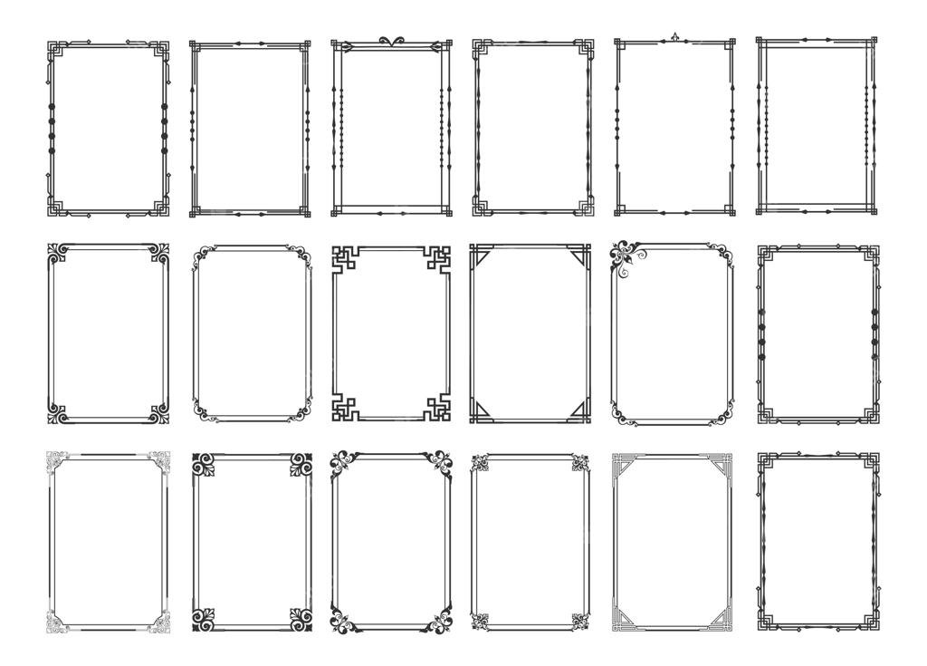 مجموعه قاب‌های تزئینی وینتیج، تزئینات مستطیلی و حاشیه‌های تزئینی