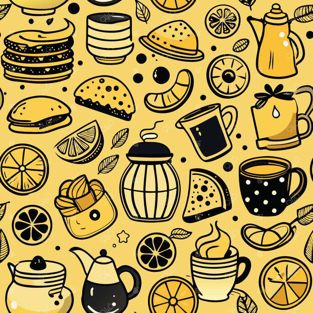 صبحانه‌ای لذیذ با چای، قهوه، مربا، کروسان، پنکیک و تکه‌ای لیمو