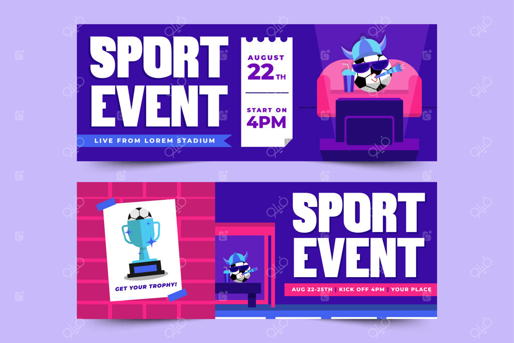 قالب طراحی بنر پوشش رویداد مسابقات فوتبال - قابل سفارشی‌سازی آسان