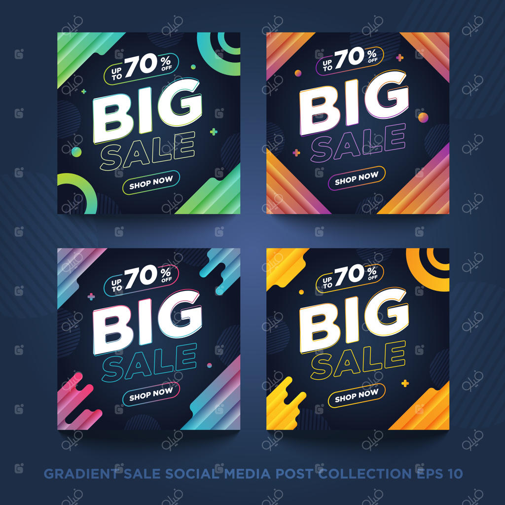 مجموعه پست‌های فروش ویژه با طراحی گرادیانت برای شبکه‌های اجتماعی