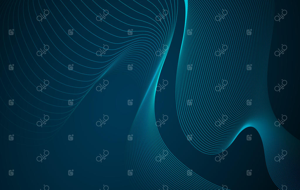 خطوط انتزاعی موج‌دار نئونی آبی