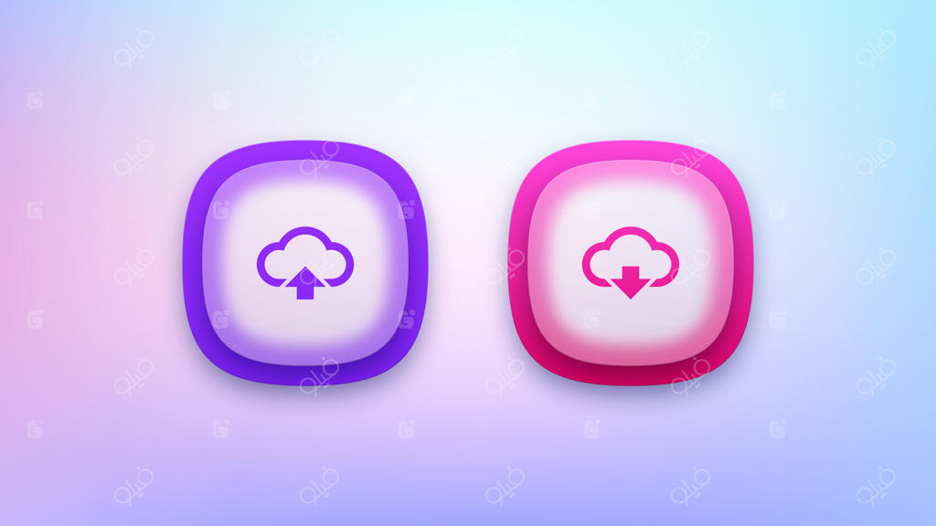 مجموعه‌ای از دکمه‌های دانلود و آپلود