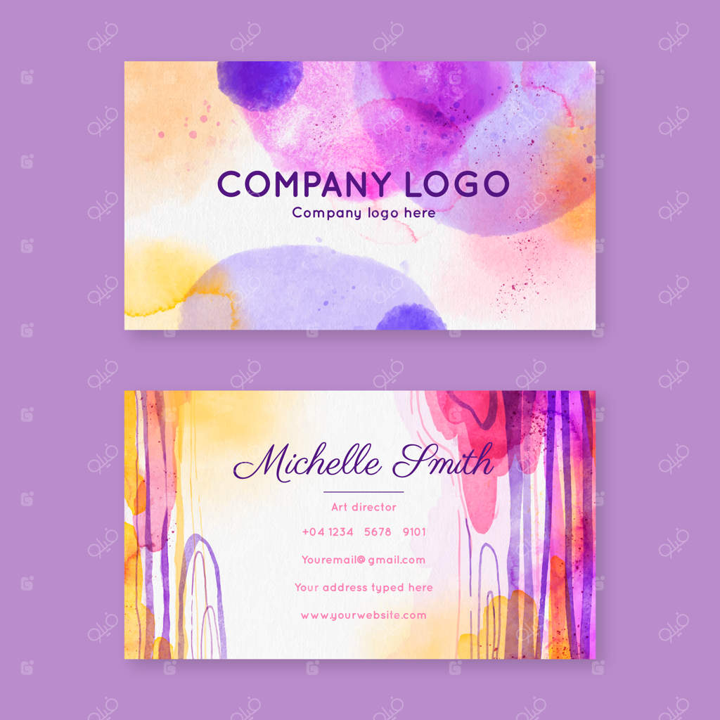 قالب کارت ویزیت انتزاعی با آب‌رنگ