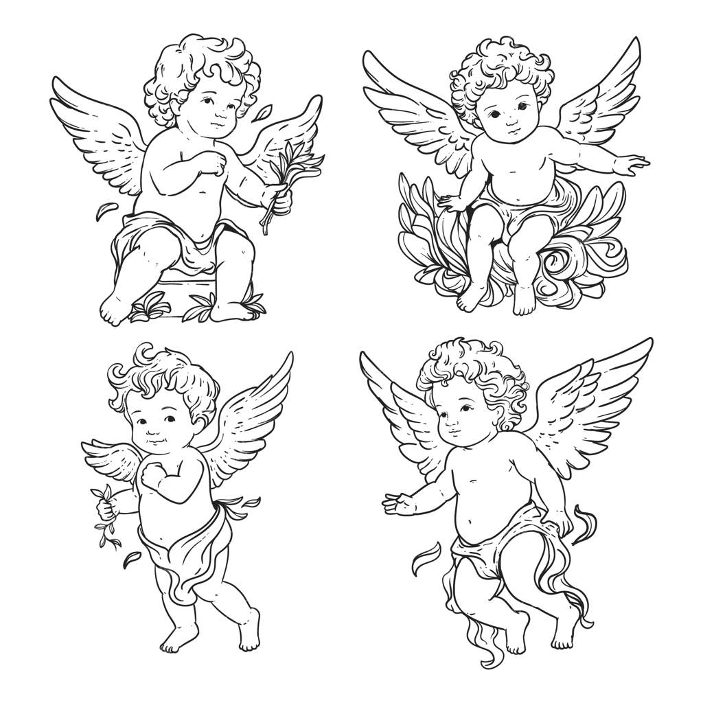 مجموعه‌ای از نقاشی‌های فرشته‌های کلاسیک دستی