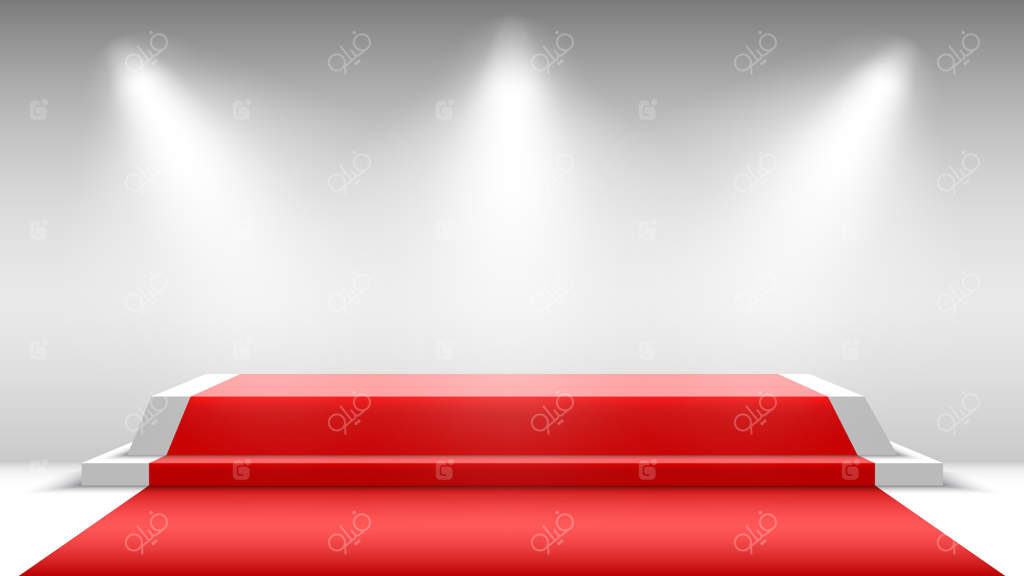 سکو با فرش قرمز و نورافکن