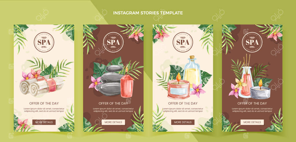 مجموعه استوری‌های اینستاگرامی آب‌رنگی برای اسپا