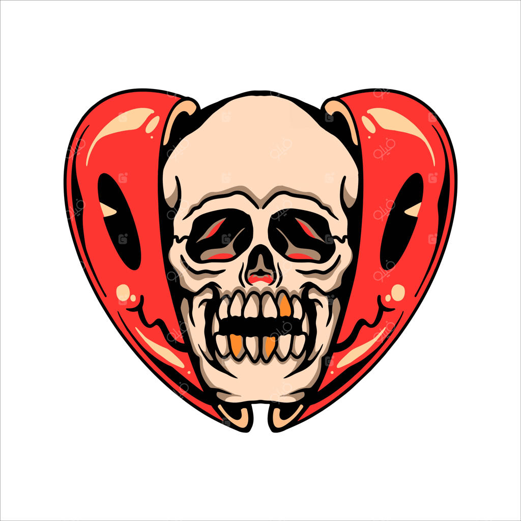 طراحی وکتور تاتو جمجمه درون آن