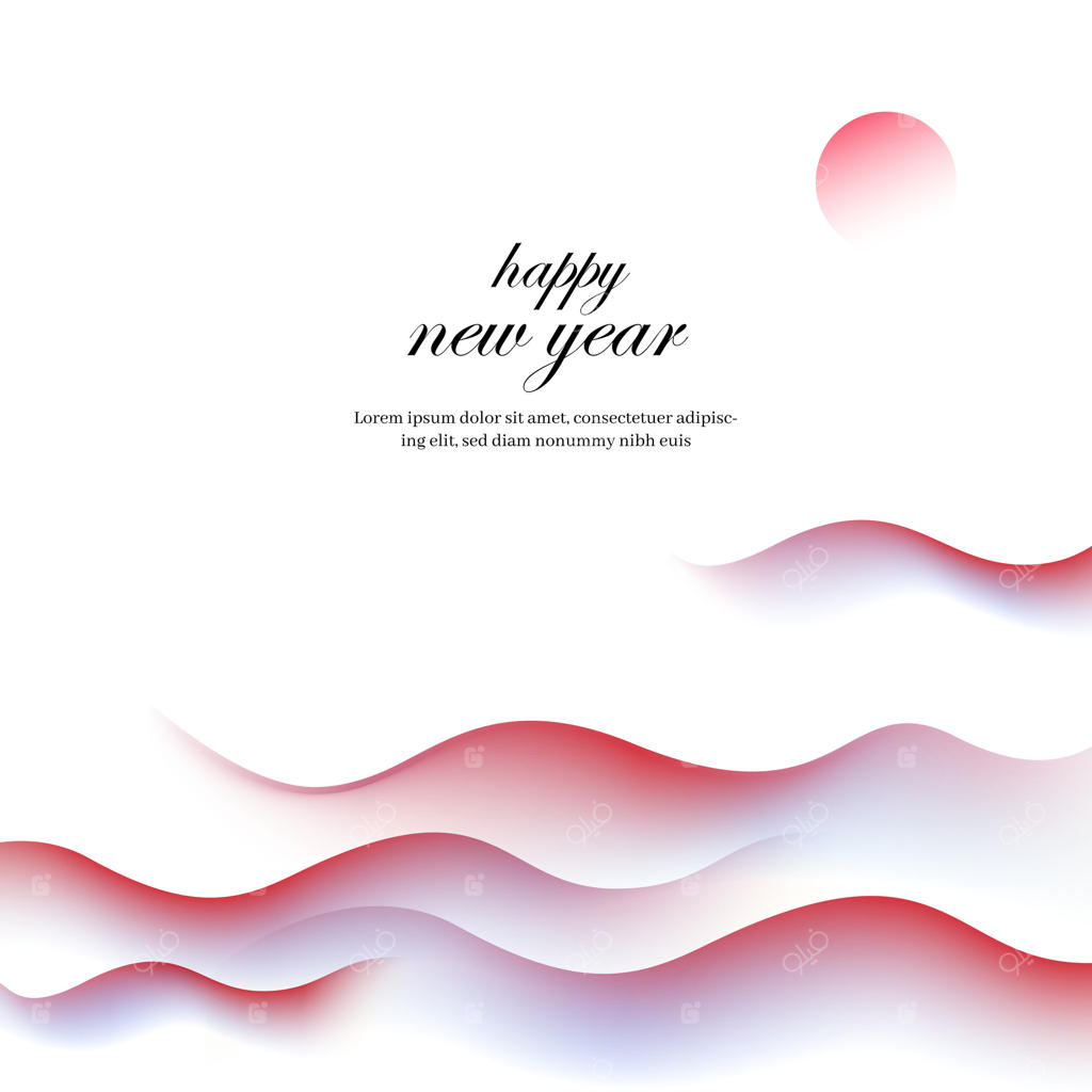 پس‌زمینه سال نو مبارک با موج‌های نارنجی و آبی