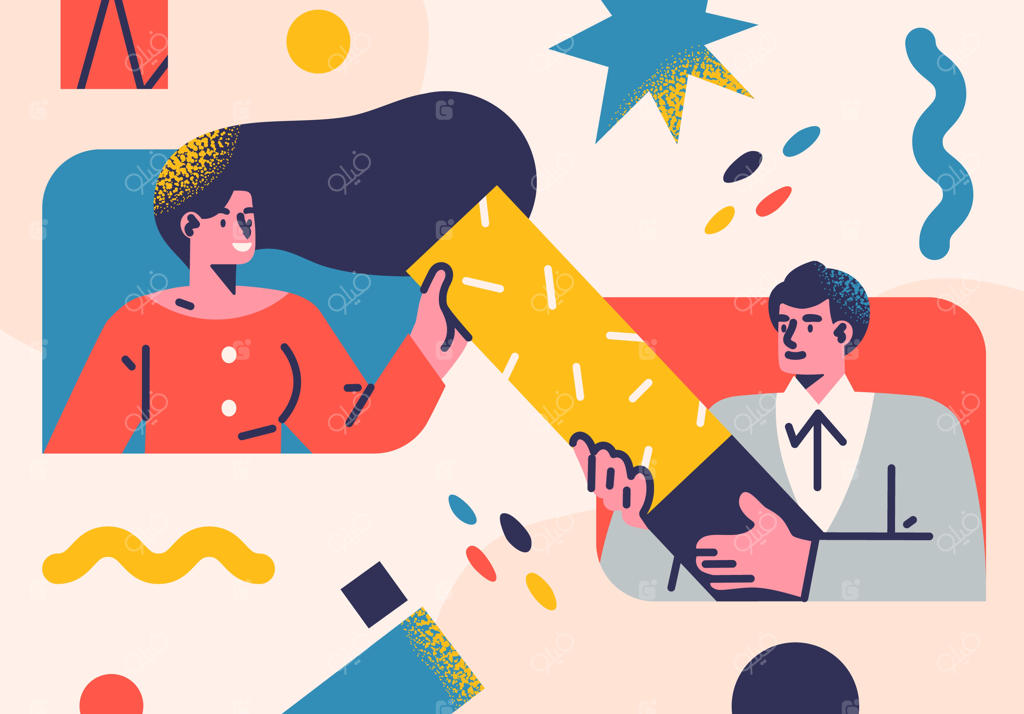 تصویرسازی افراد کسب‌وکار به سبک تخت: شخصیت‌ها و ارتباطات همکاران