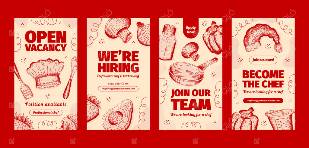 مجموعه استوری‌های اینستاگرام سرآشپز با طراحی دستی