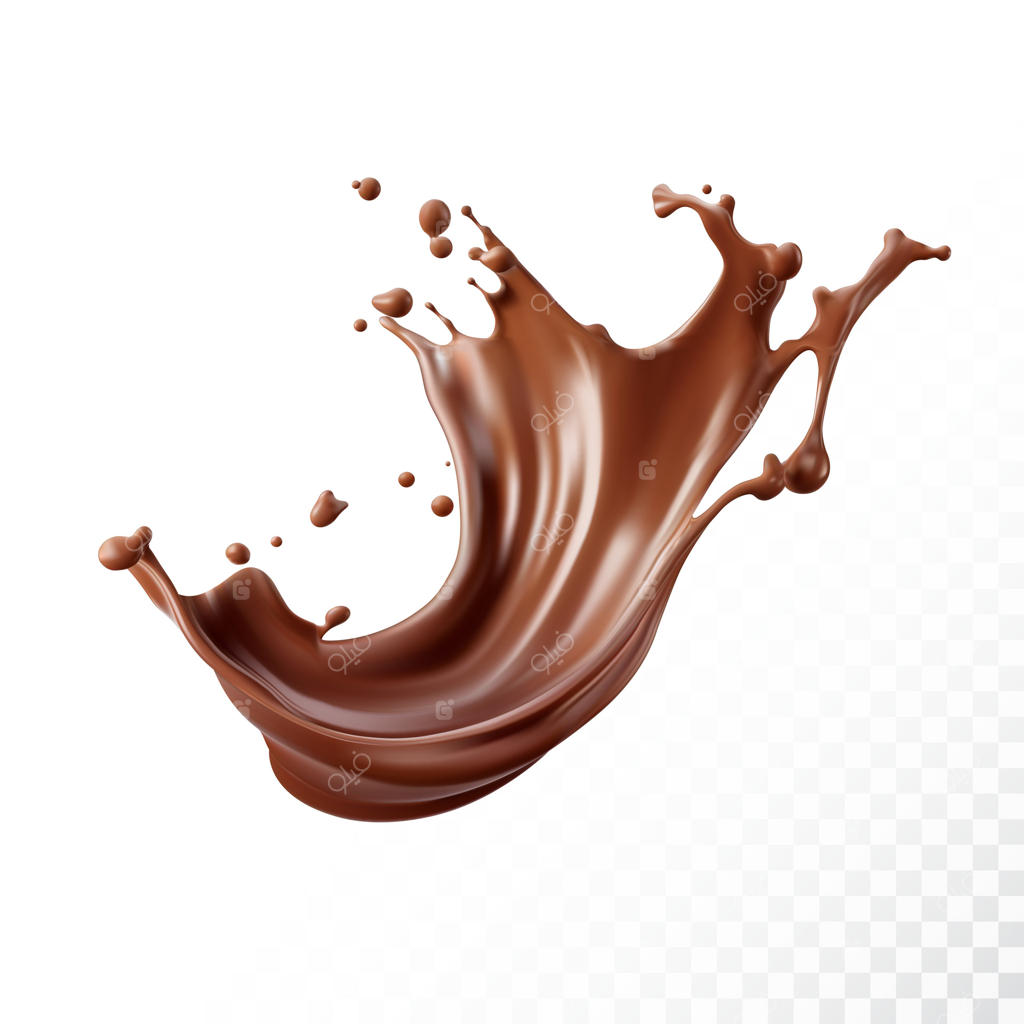 پاشیدن شکلات روی پس‌زمینه سفید. تصویر واقع‌گرایانه.