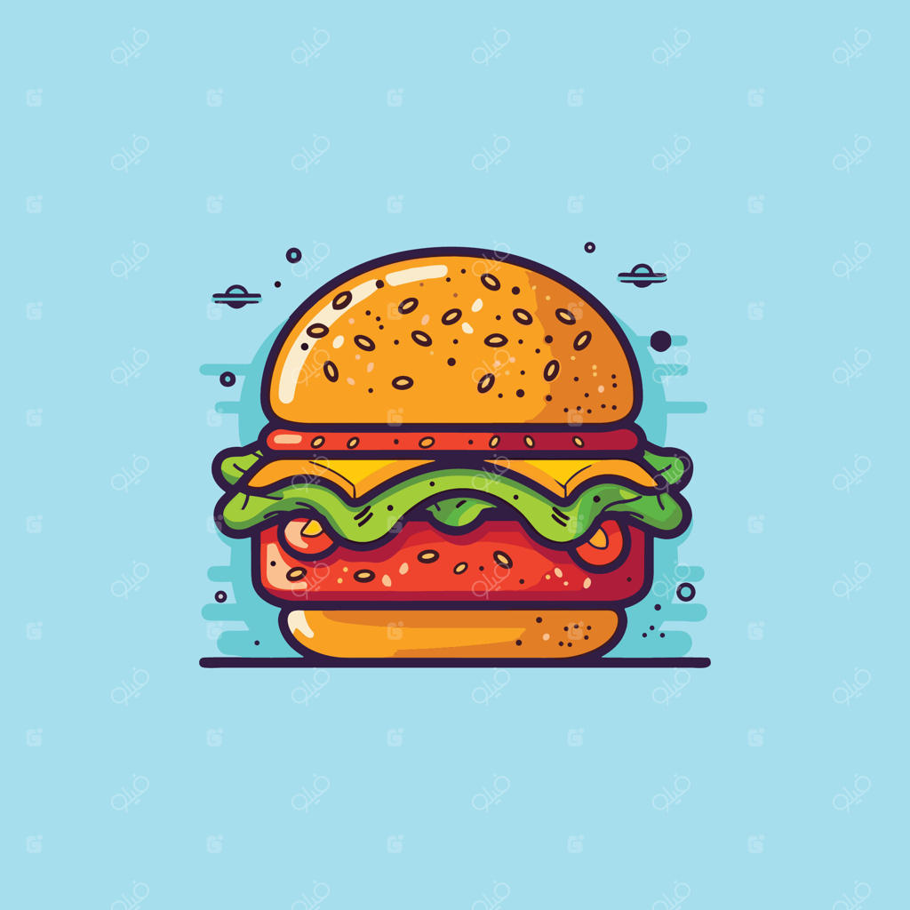 تصویر کلیپ آرت همبرگر برای منو، پوستر و وب