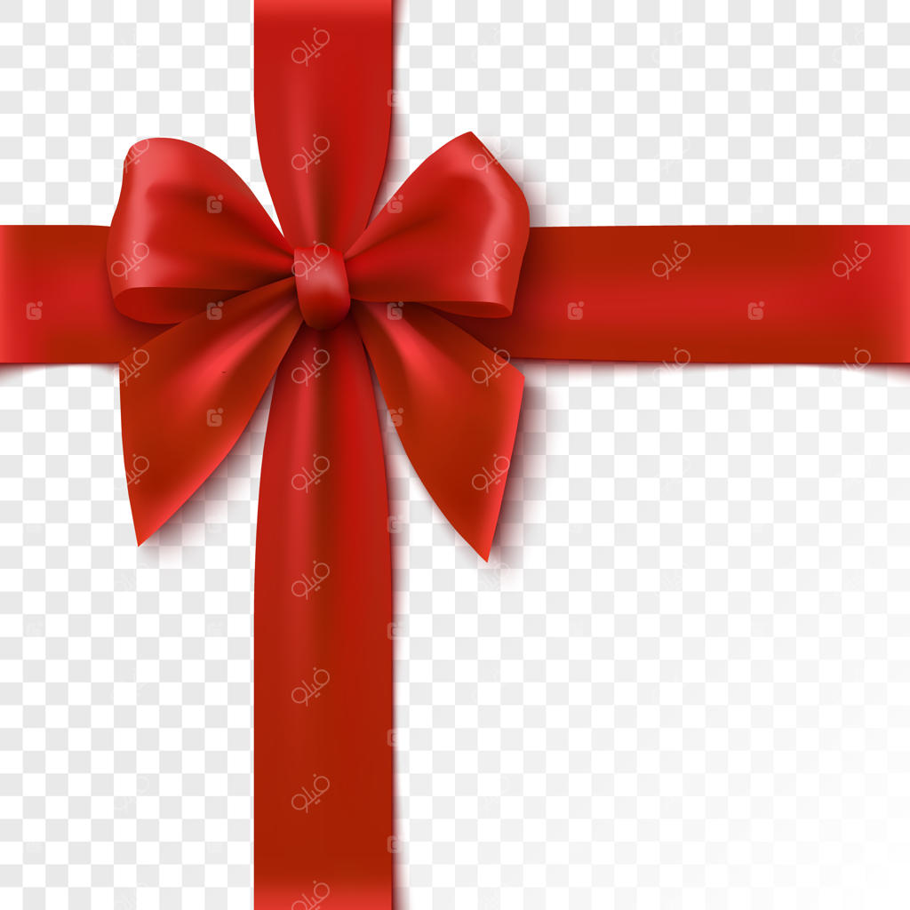 پاپیون قرمز برای بسته‌بندی هدیه - تصویر روبان واقعی