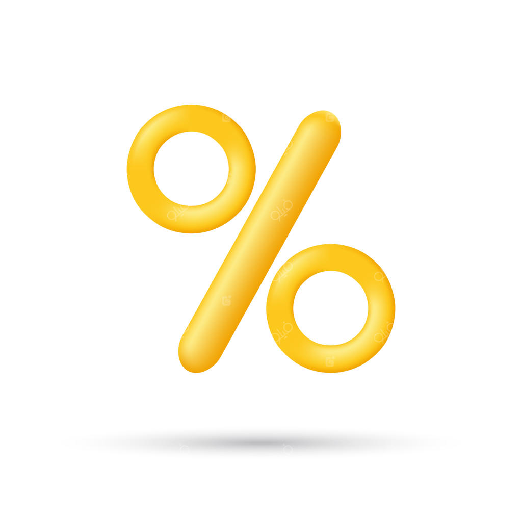 آیکون سه‌بعدی علامت درصد، مفهوم تخفیف و فروش ویژه