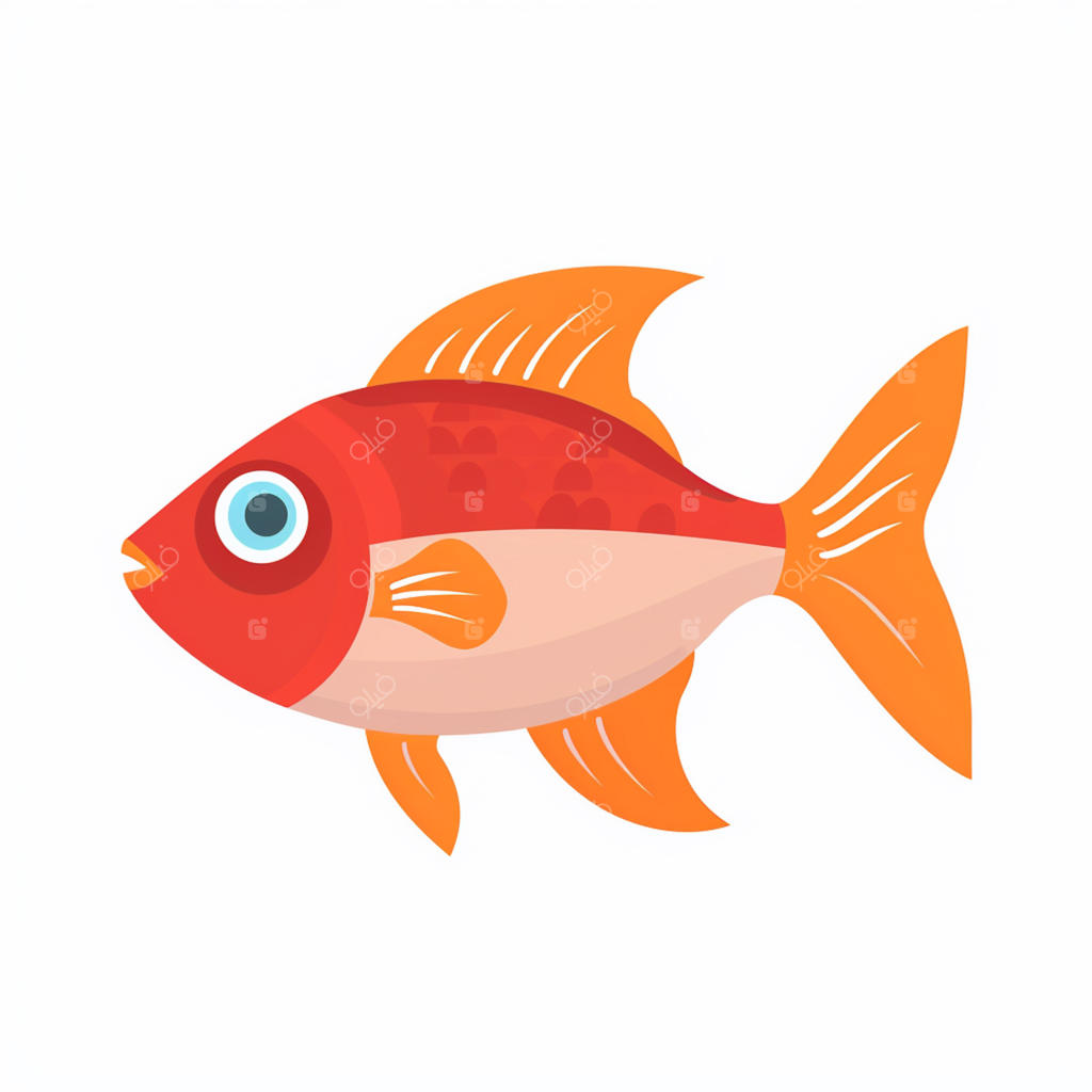 تصویرسازی وکتور دریا و ماهی، طرح آیکون طبیعت و ماهیگیری در دنیای زیر آب