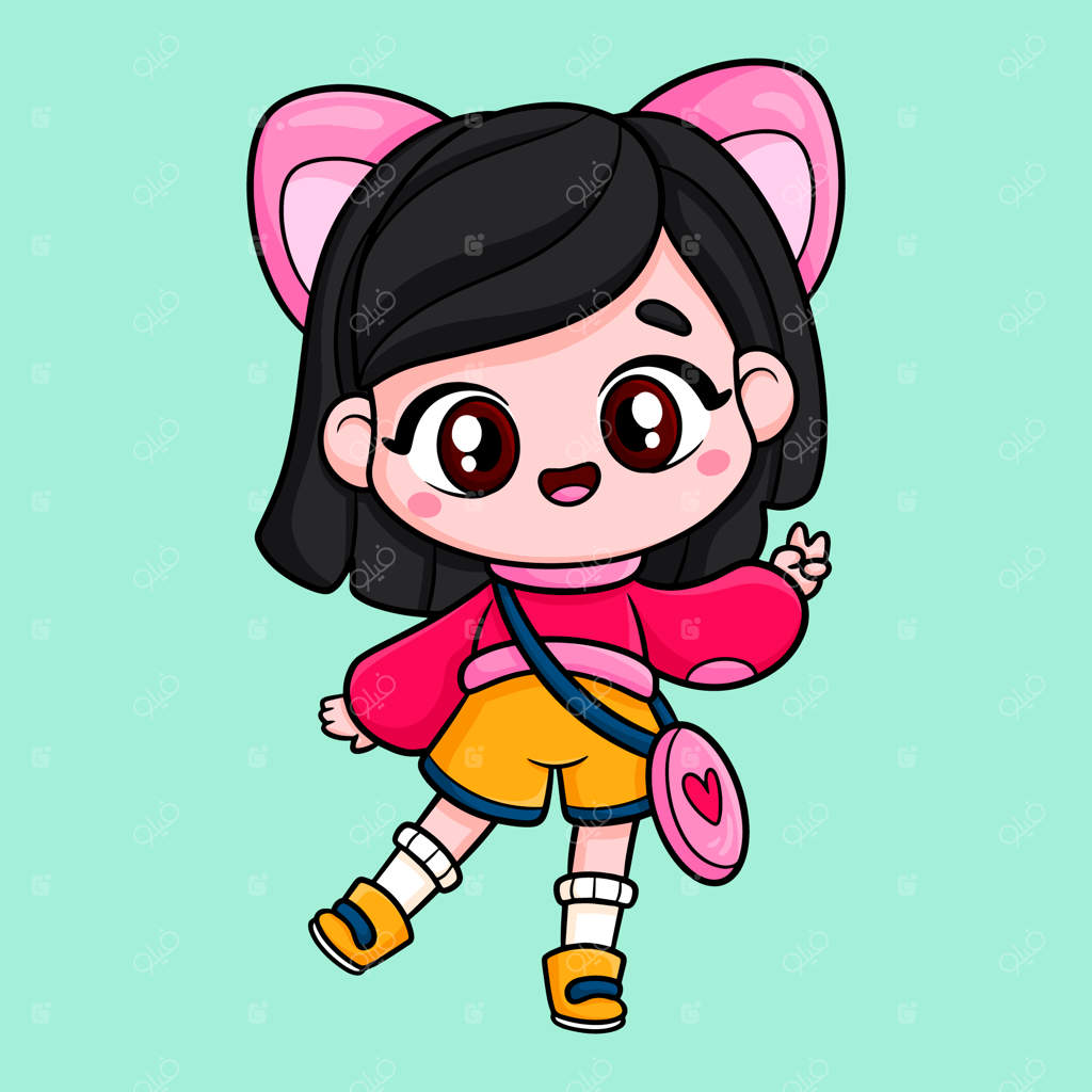 تصویر شخصیت کارتونی آسیایی دست‌کشیده